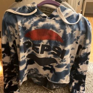 white and blue tie dye pepsi cropped hoodie